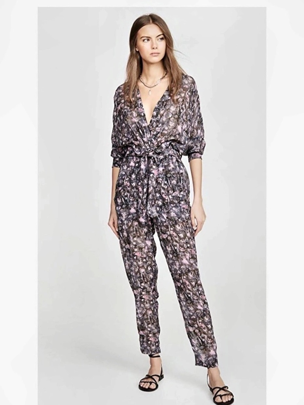 IRO Mattai Jumpsuit Mattai Floral Jumpsuit Black & Pink Size M